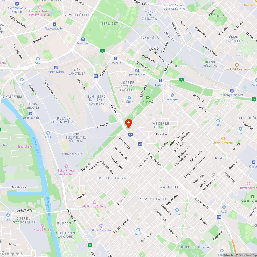 Elhagyott járműroncs rendszám nélkül a Wekerlén bejelentés helye