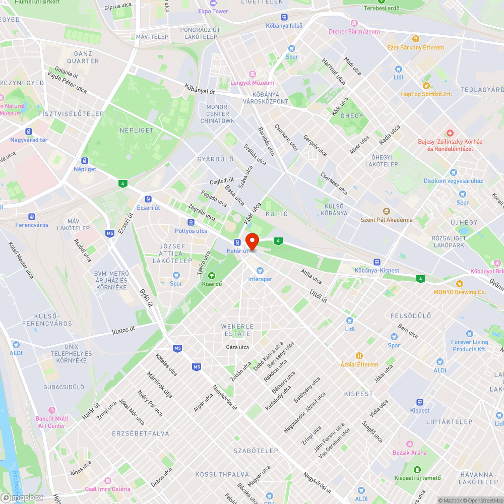 Kiemelt és félredobott gyalogosátkelőhely tábla (Határ út) bejelentés helye