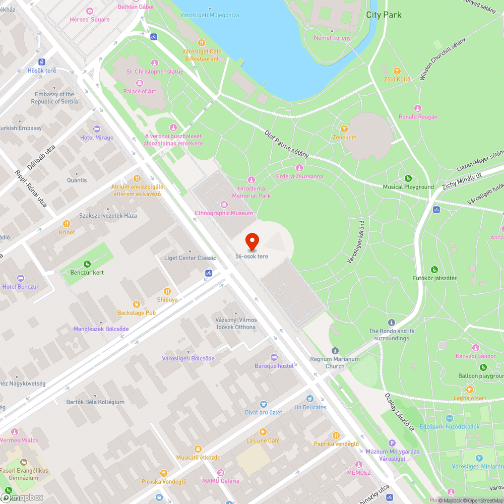 Hiányzó, kidöntött lezáró oszlopok az 56-osok terén bejelentés helye