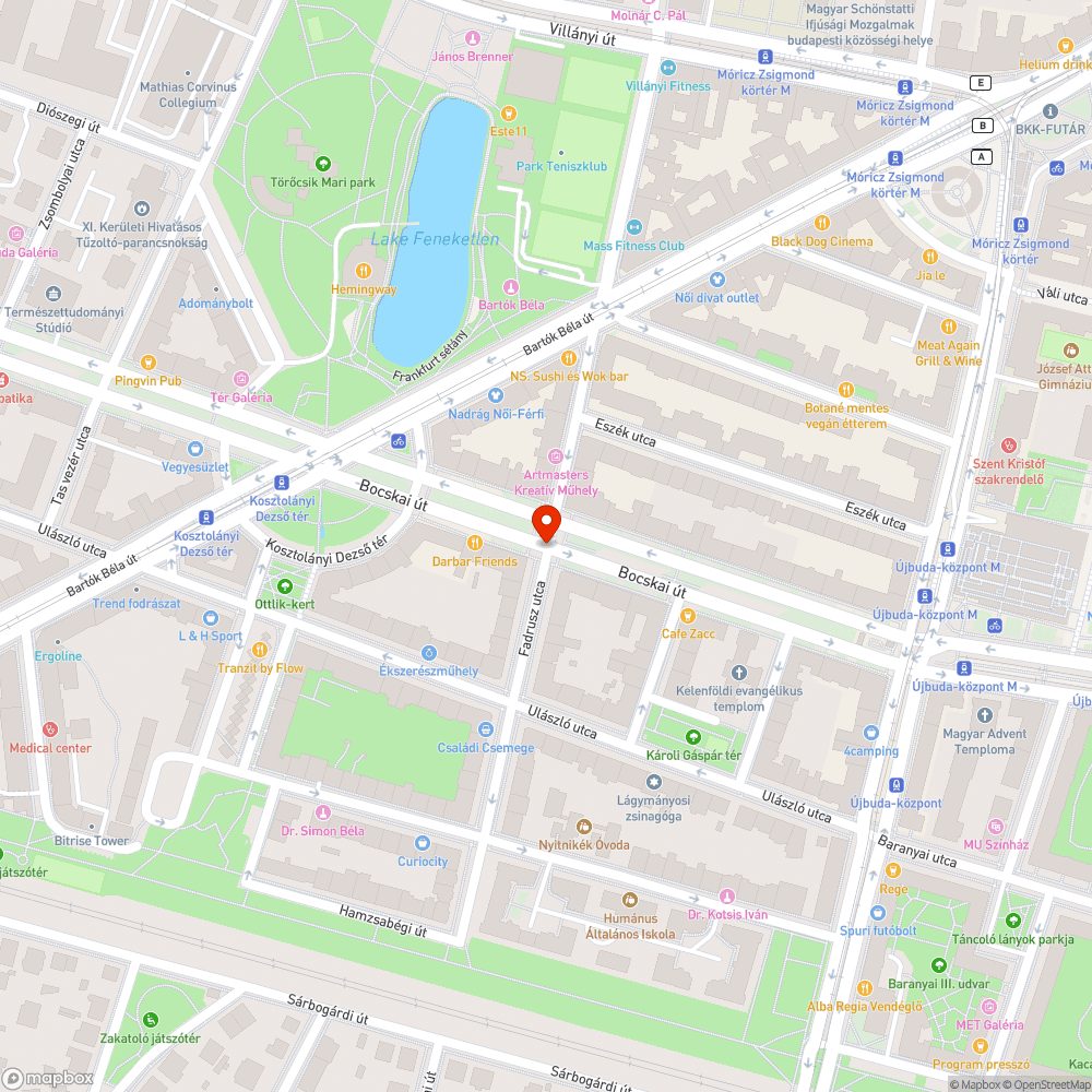 Fadrusz utcai homeless autó bejelentés helye