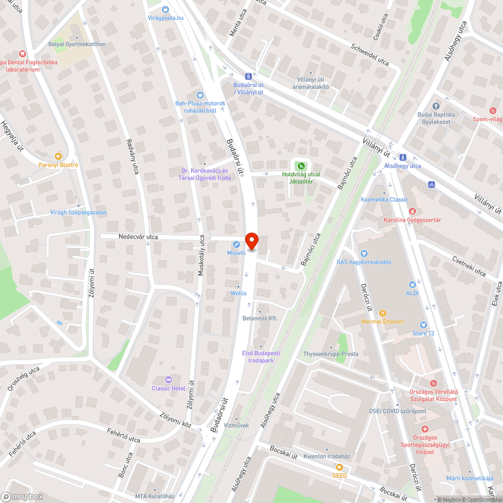 Budapest XI. kerület Budaörsi-Bajmóczi utca zebránák 2  kátyu bejelentés helye