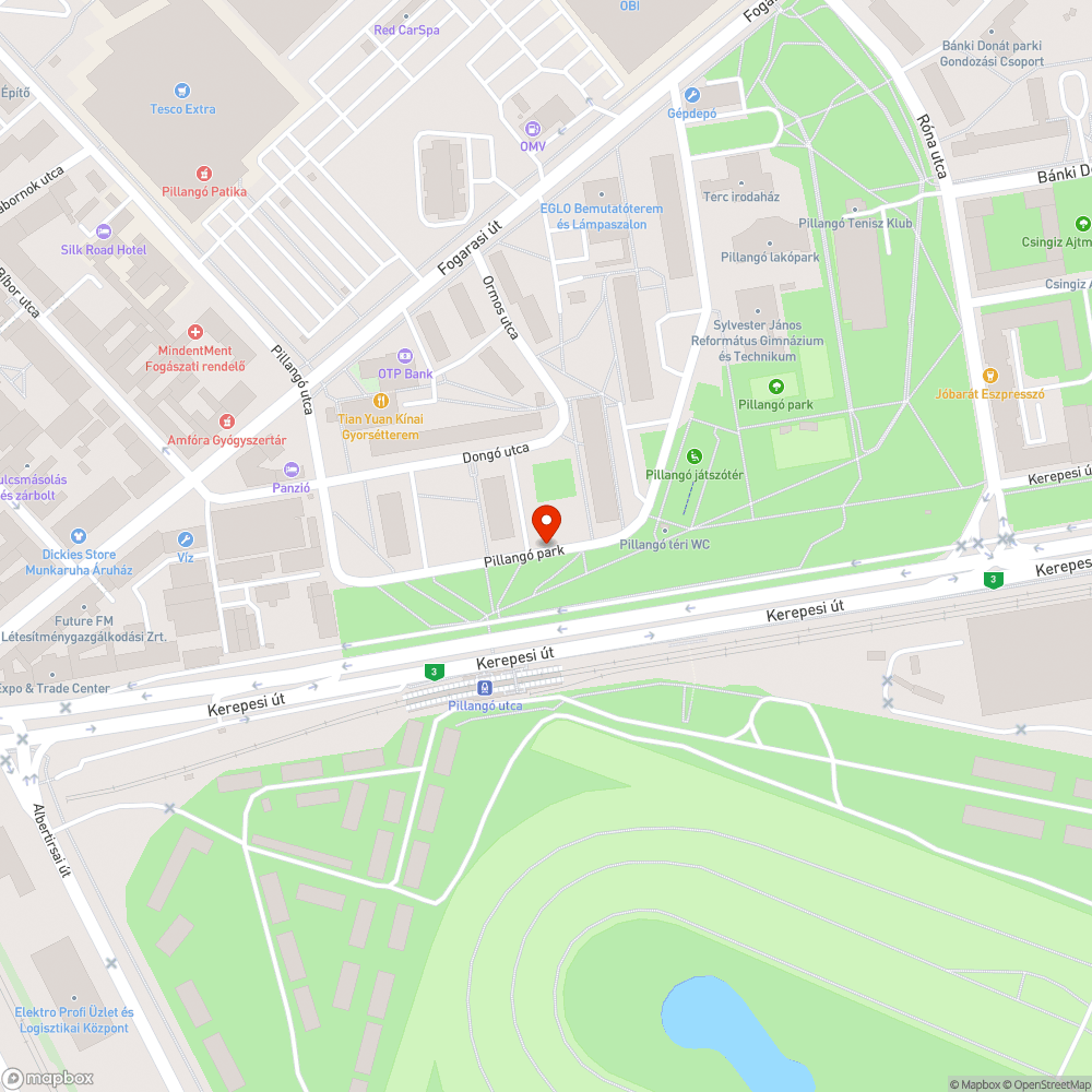 Graffitis villanyoszlopok a Pillango parkban bejelentés helye