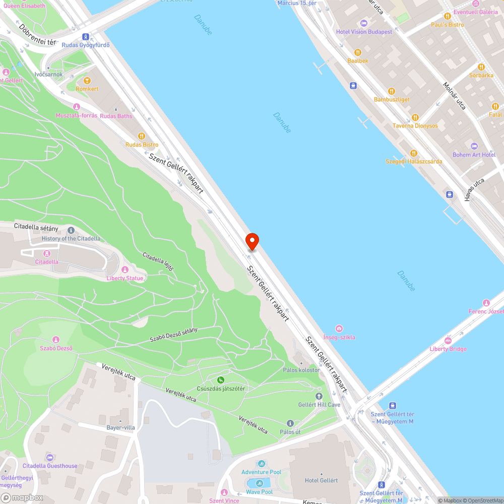 veszélyes és civilizálatlan forgalomtechnikai megoldás a Szent Gellért rakparton bejelentés helye