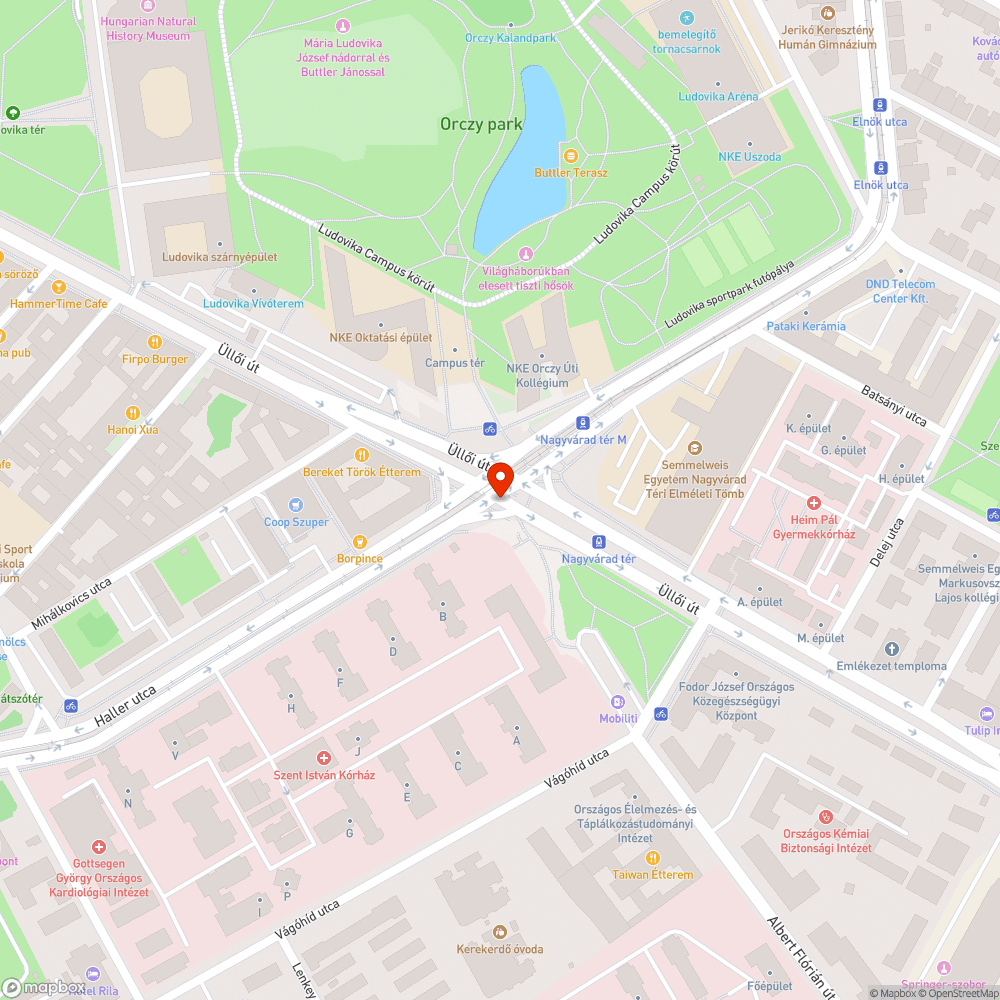 Nagyvárad tér aluljáró, magas korlátok bejelentés helye