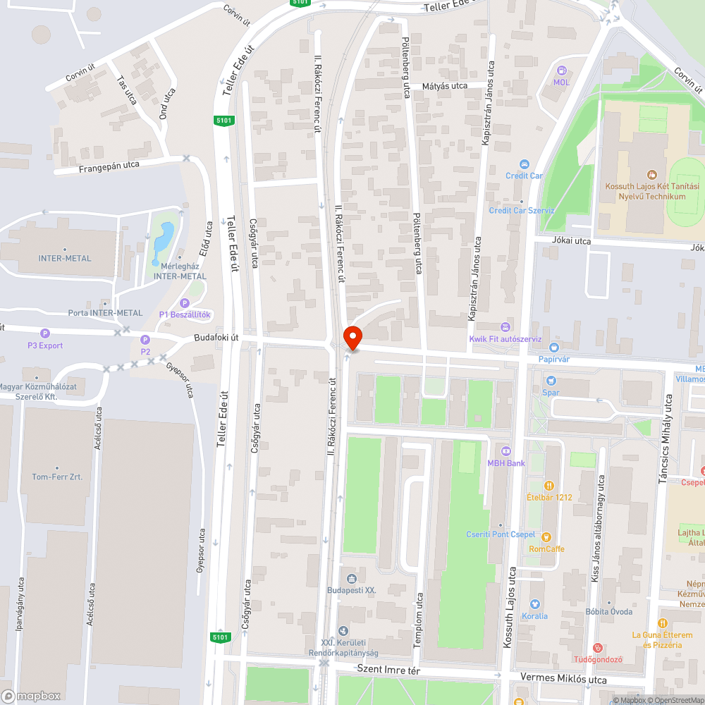 Elforgatott táblák (XXI. II. Rákóczi Ferenc út - Ady Endre út) bejelentés helye