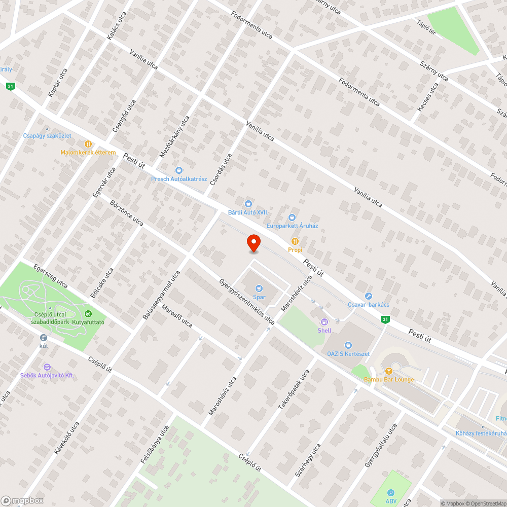 Széttört autó bejelentés helye