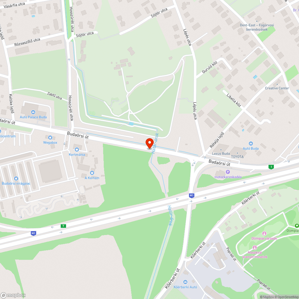 Budaörsi úton ott hagyott szemét bejelentés helye