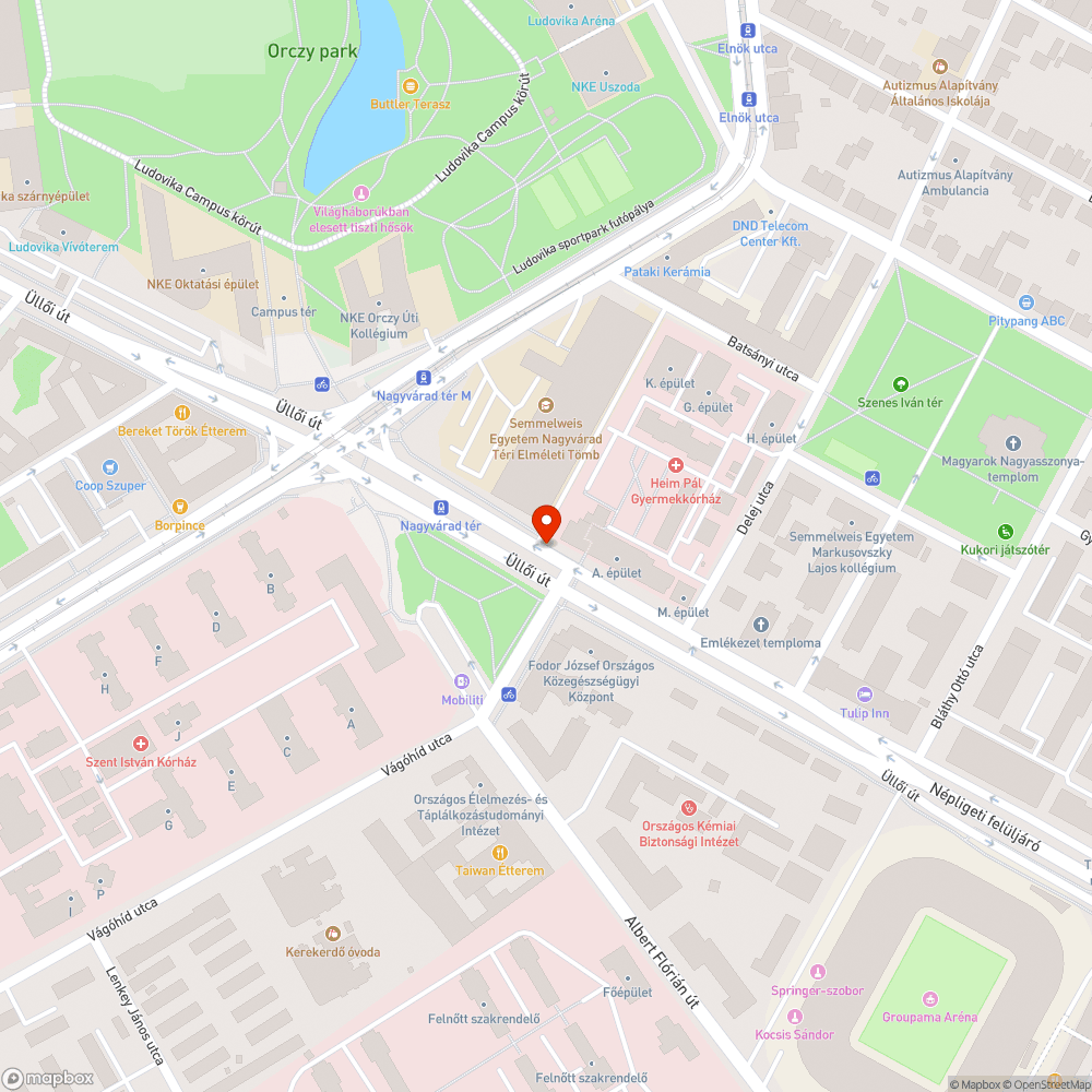 Leszűkített járda bejelentés helye