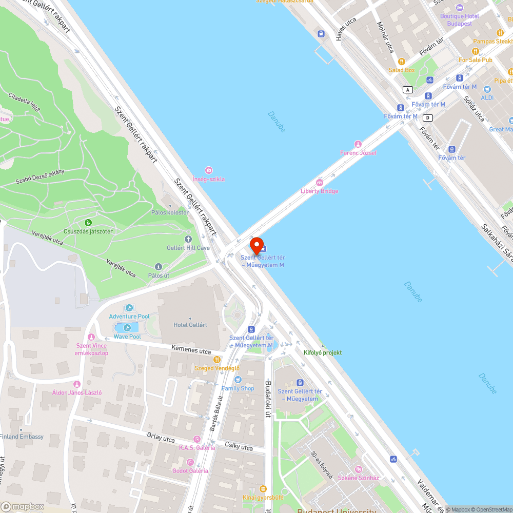 Elavult csomóponti térkép a Szent Gellért téri kikötőben bejelentés helye