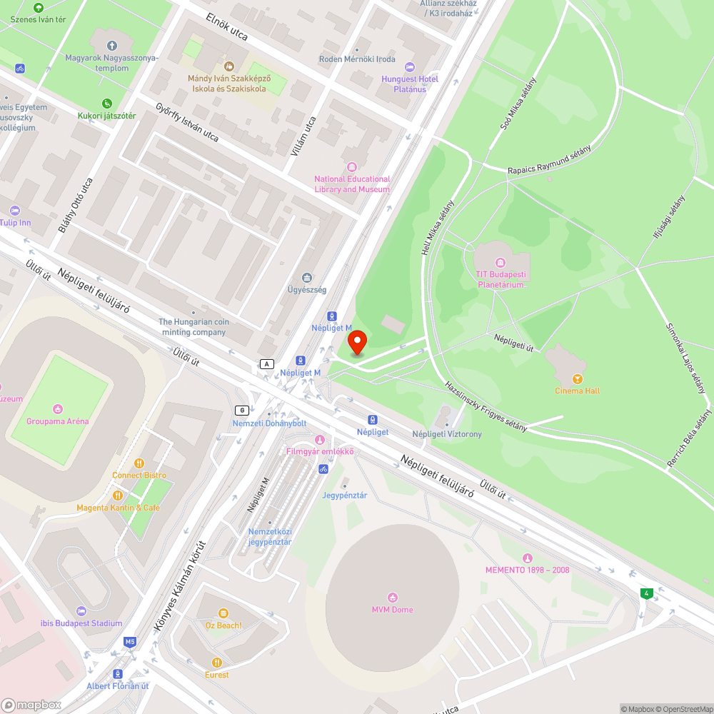 Hányinger a Népligeti buszmegállóknál bejelentés helye