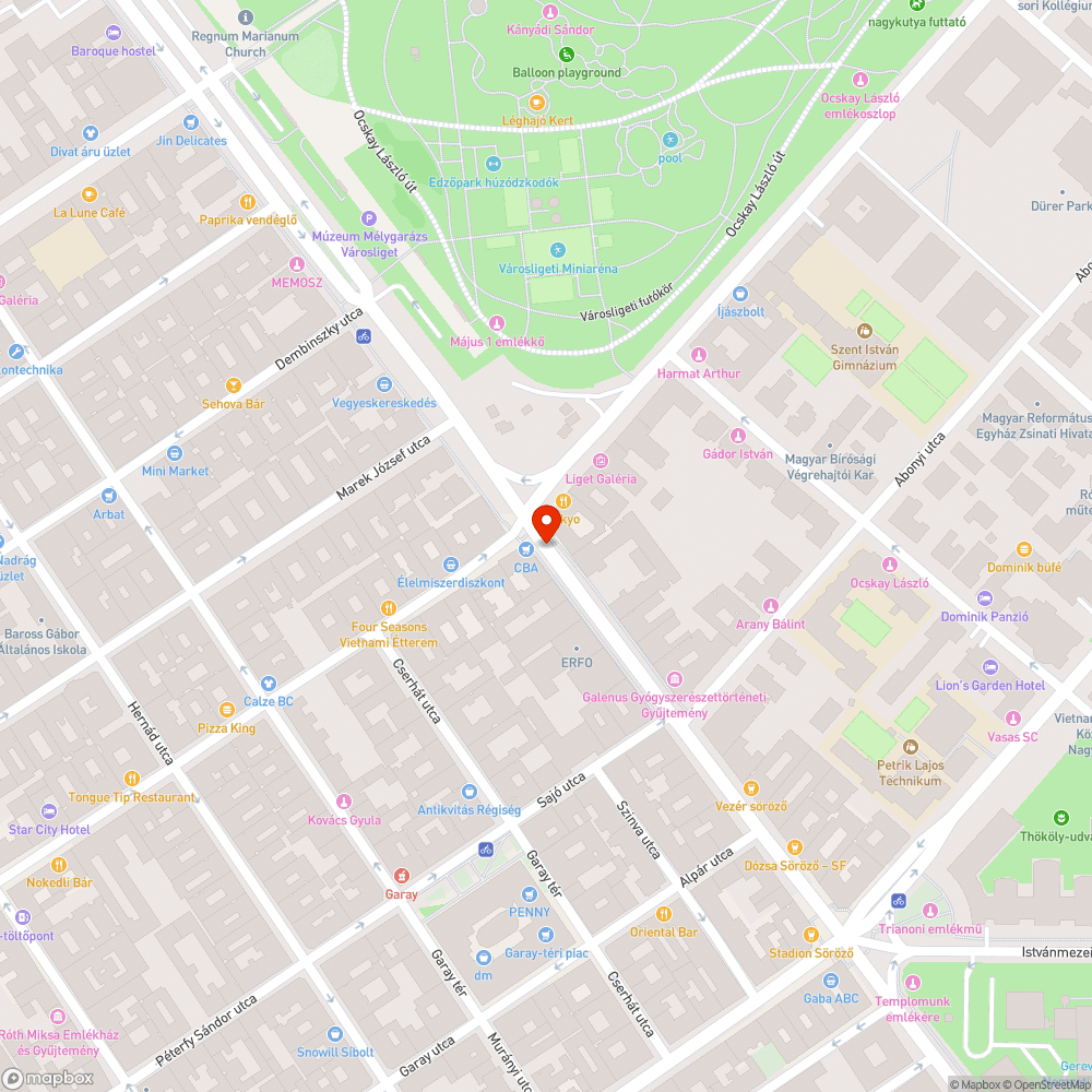 bicikliparkoló létesítése - dózsa gy. út bejelentés helye