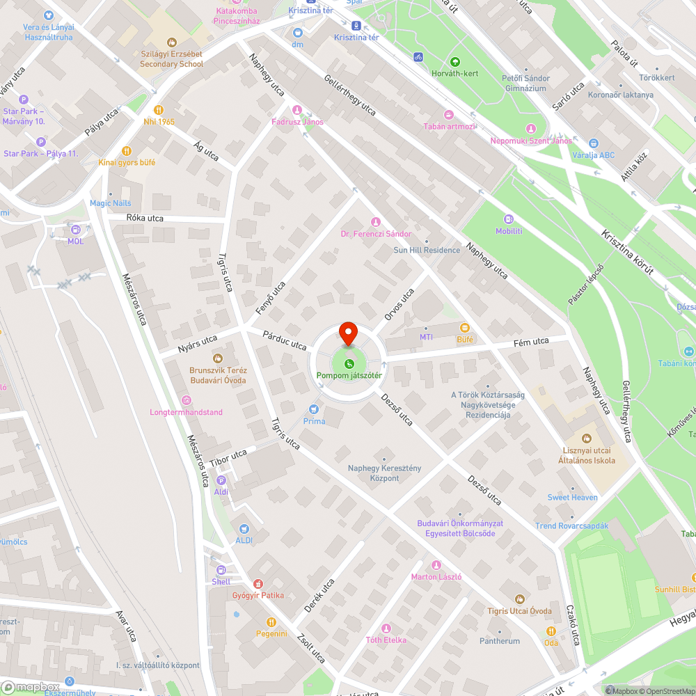 Egy lámpa nem ég a Pompom játszótérnél bejelentés helye