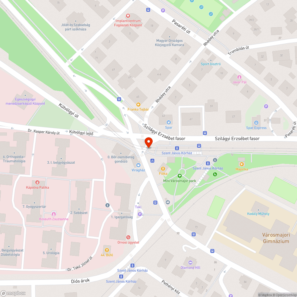 Megdőlt poller a János kórház előtt a bicikliúton keresztben bejelentés helye