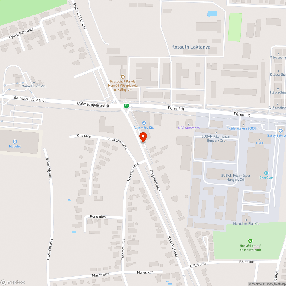 Elhagyott autók a Csigekert utcán bejelentés helye