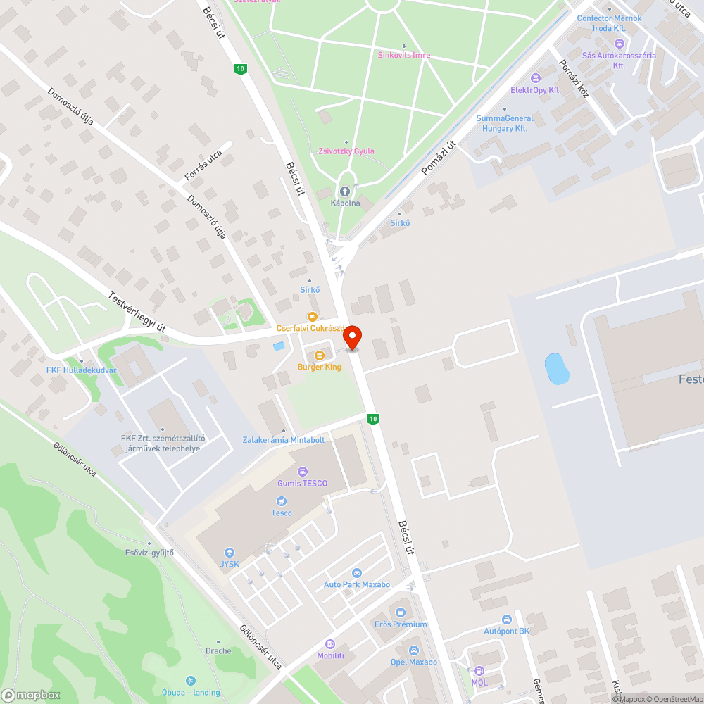 Por és kavics bejelentés helye