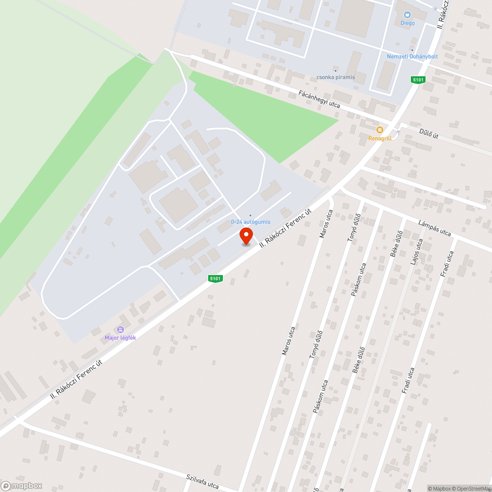 Bokáig érő víz minden esőzés után (II. Rákóczi Ferenc út) bejelentés helye