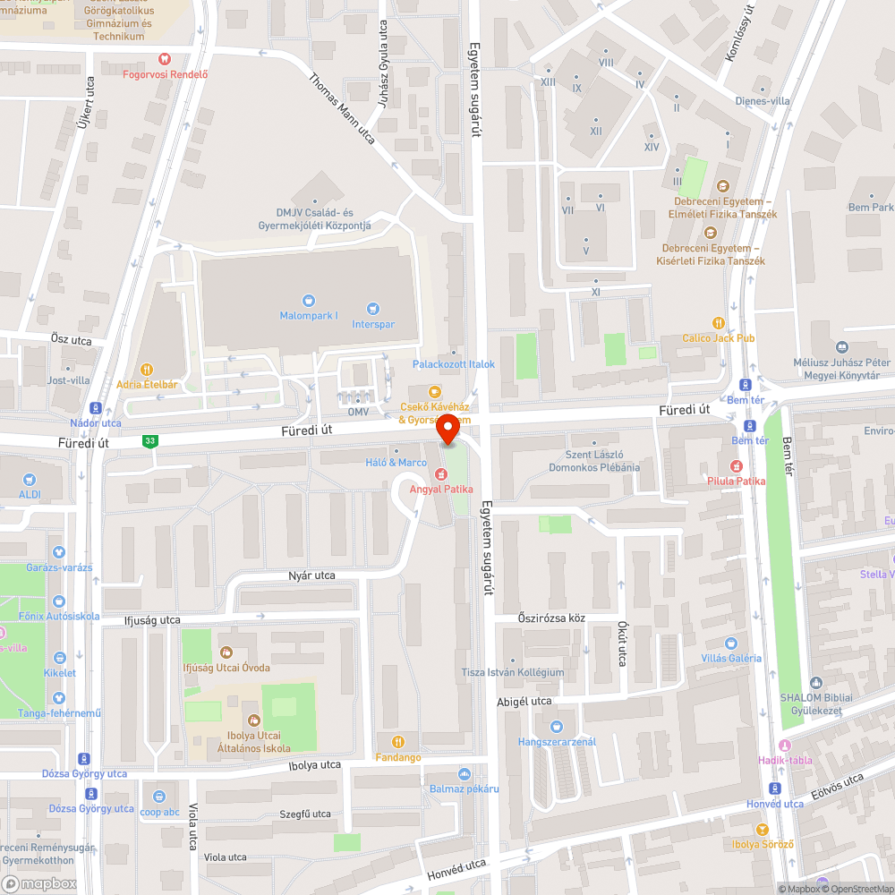 Kerékpárút melletti pad bejelentés helye