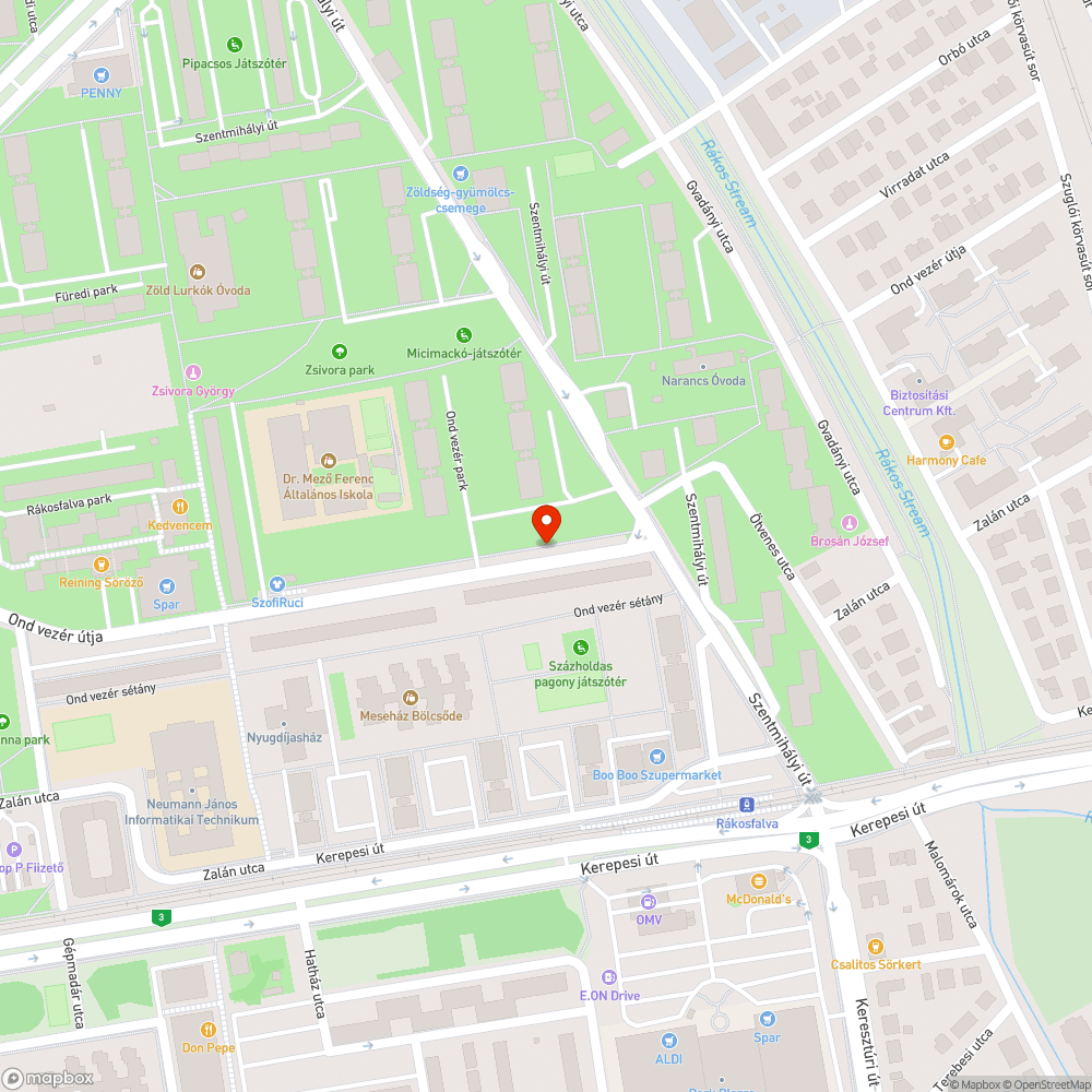 Rossz állapotban lévő útszakasz bejelentés helye