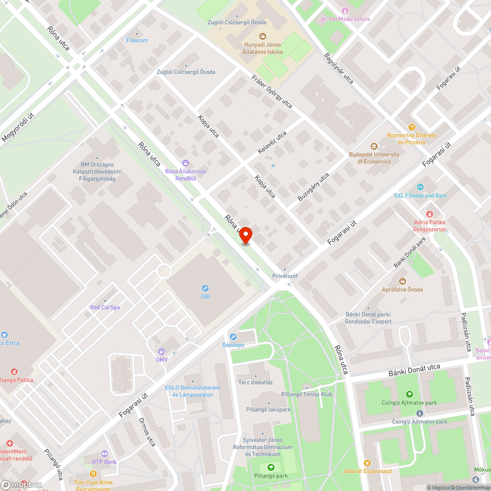 Kráter a Róna utcában bejelentés helye