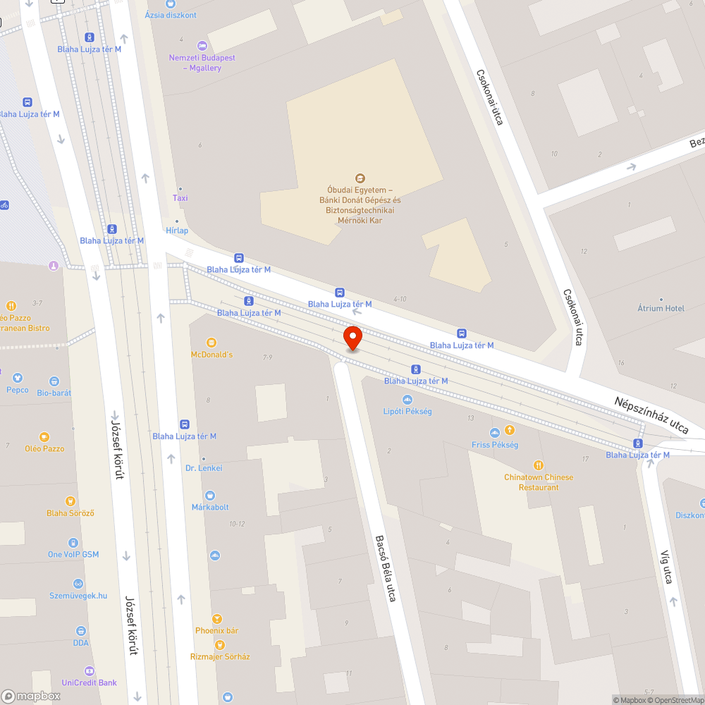 Kátyú a Népszínház-Bacsó Béla u. sarkán bejelentés helye