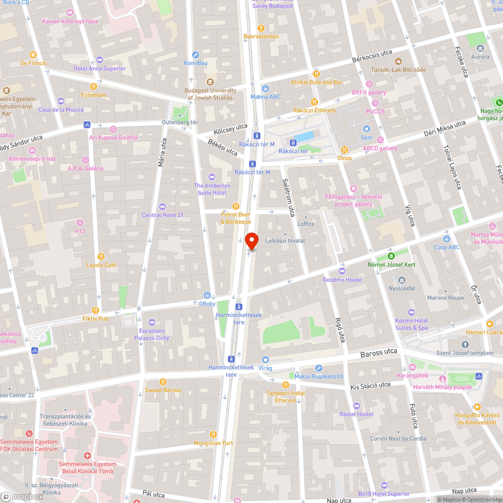 Kátyúk és málló útburkolat a József körúton bejelentés helye