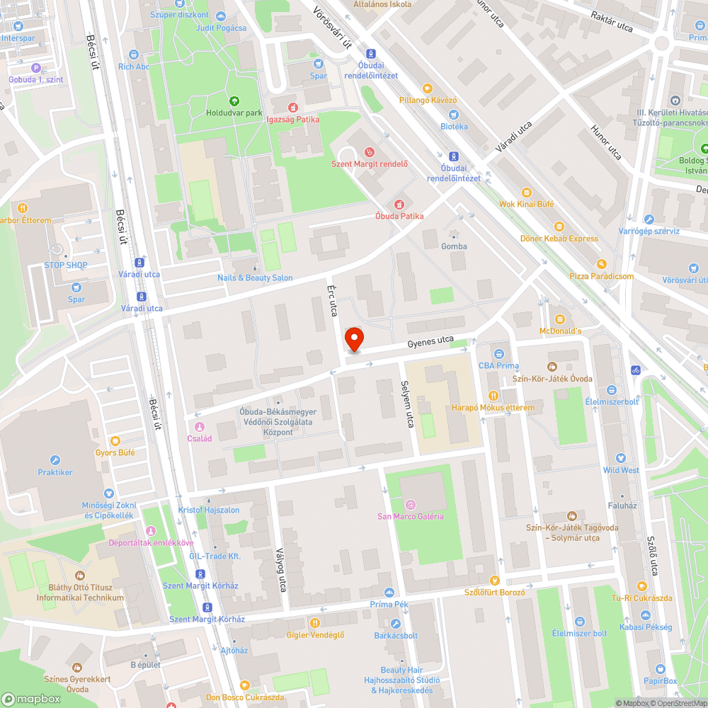 Szemét és fenyőfa a Gyenes utcában bejelentés helye