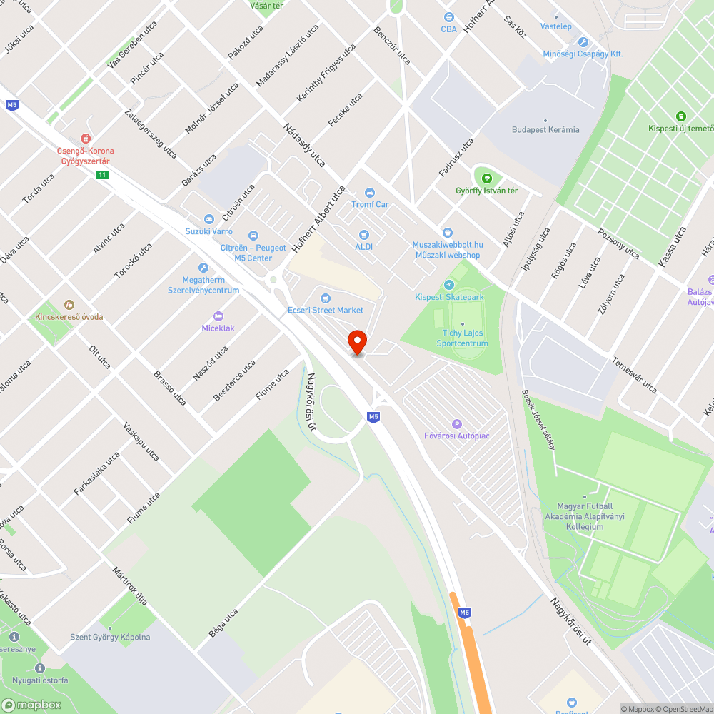 A Használtcikk piac parkolójával szemben a Nagykőrösi út melletti árok végig tele szeméttel bejelentés helye