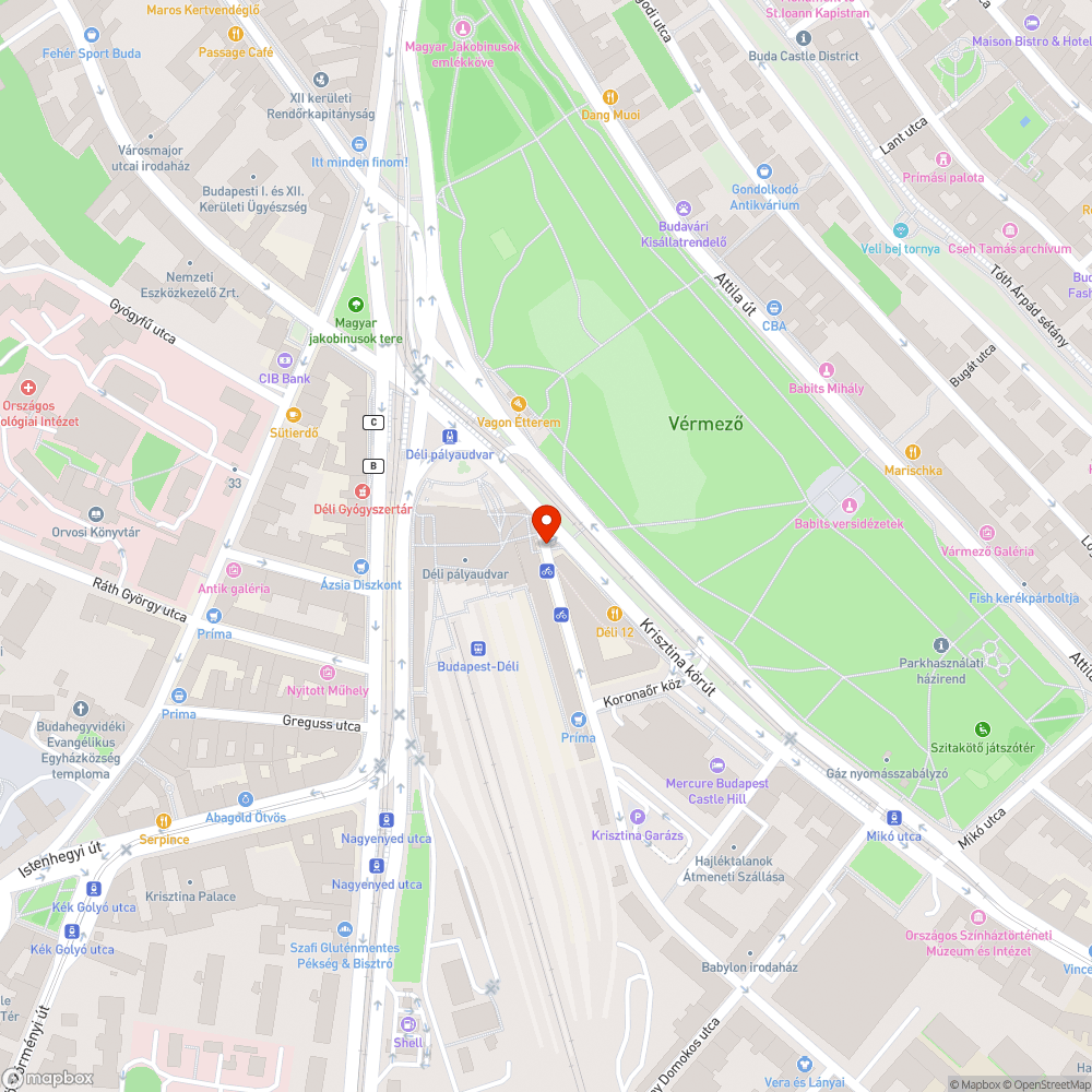 Kiszedett pollerek a Déli pályaudvarnál bejelentés helye