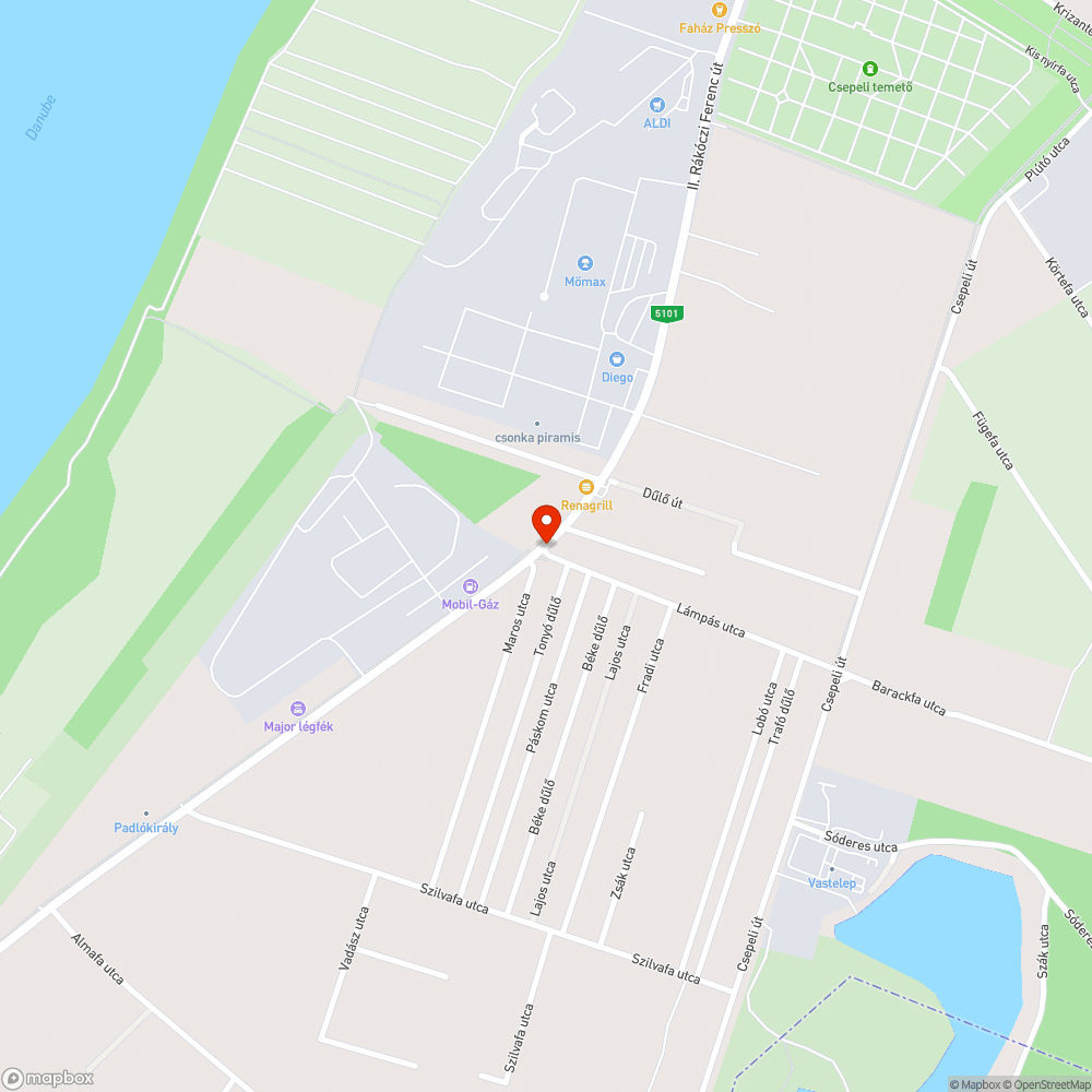 Sérült KÖF oszlop bejelentés helye