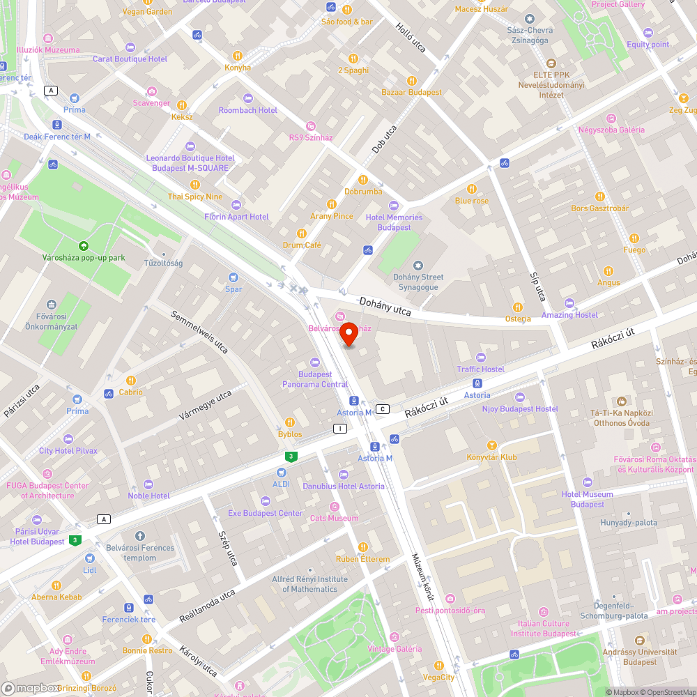 Hibás kerékpársáv tábla (Károly körút) bejelentés helye