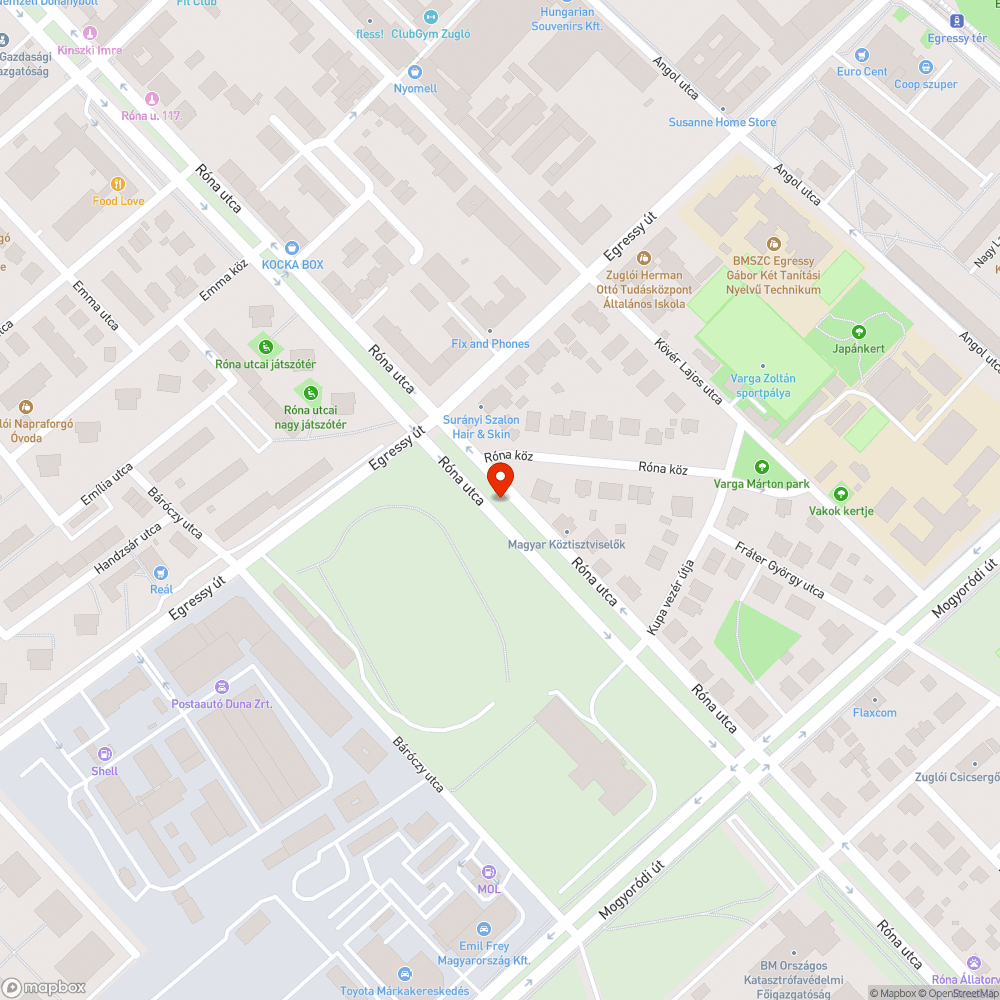 Hiányzó fák a Róna utcában bejelentés helye