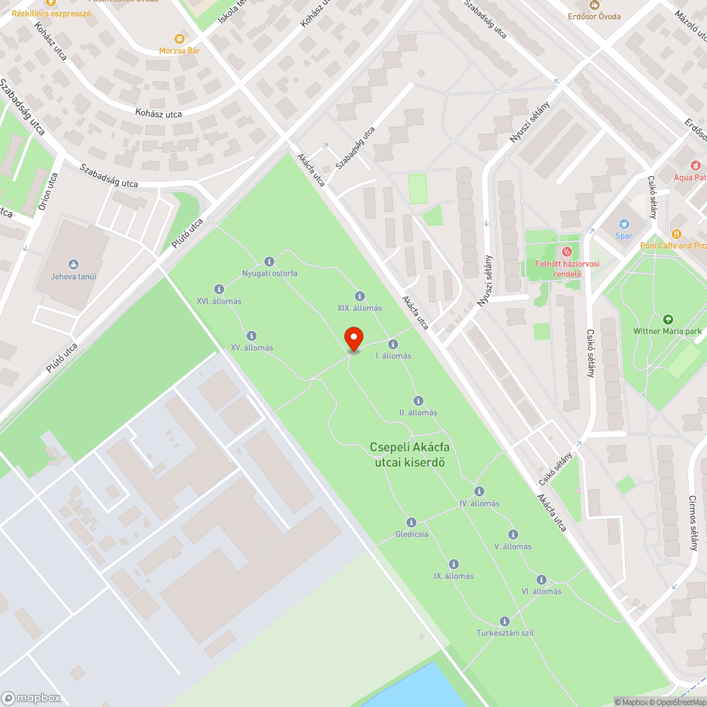 Csepeli Akácfa utcai kiserdő bejelentés helye