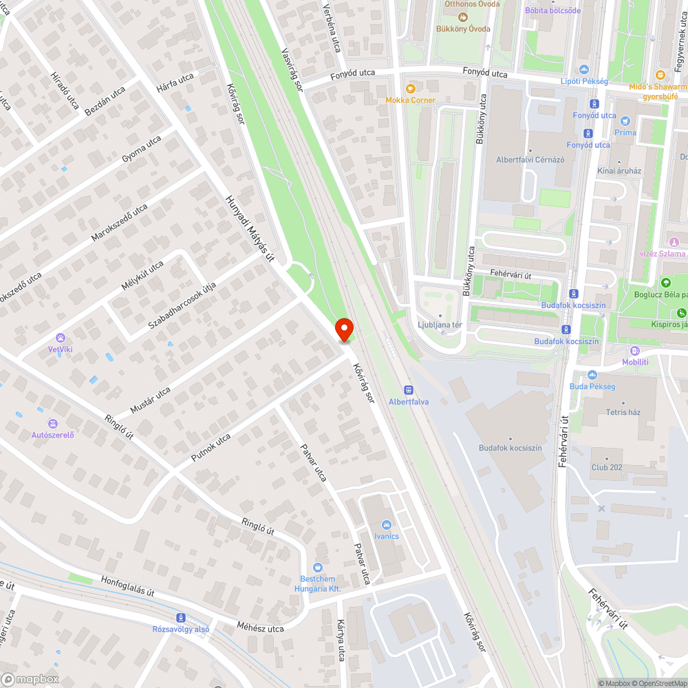 kátyú és hiányzó aszfaltréteg a Kővirágsoron bejelentés helye