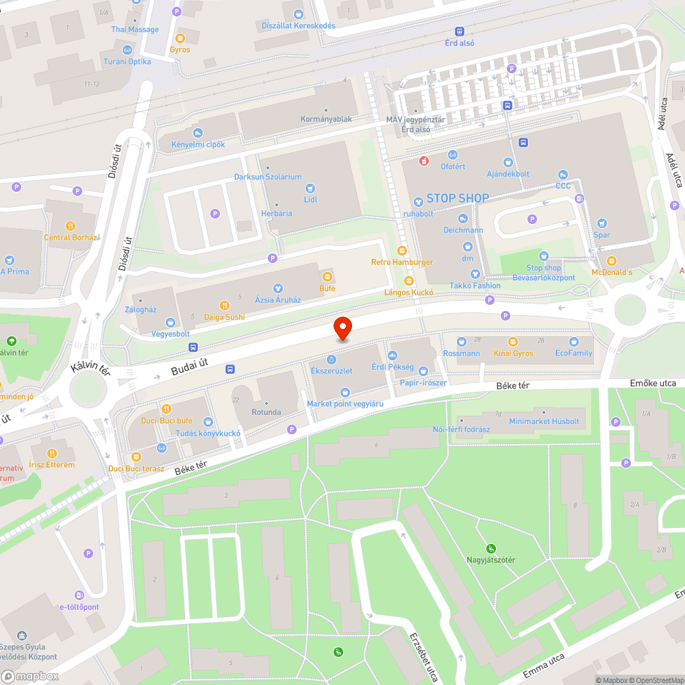 Érd központ, parkoló állapot. bejelentés helye