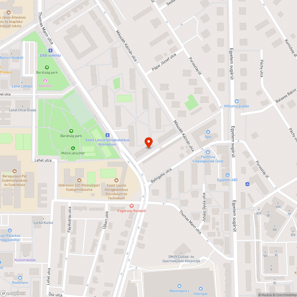 Elhagyott autó a Thomas Mann utcán bejelentés helye