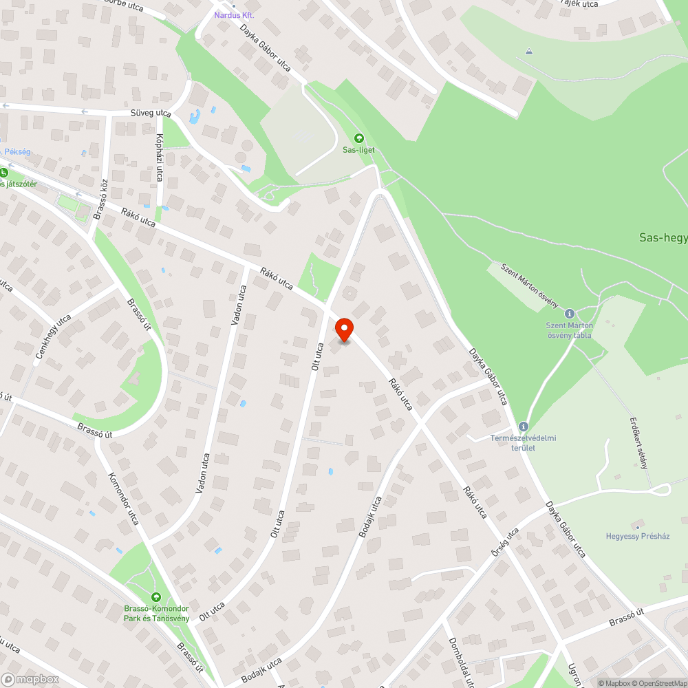 Járhatatlan járda a Rákó utca - Olt utca kereszteződésénél bejelentés helye