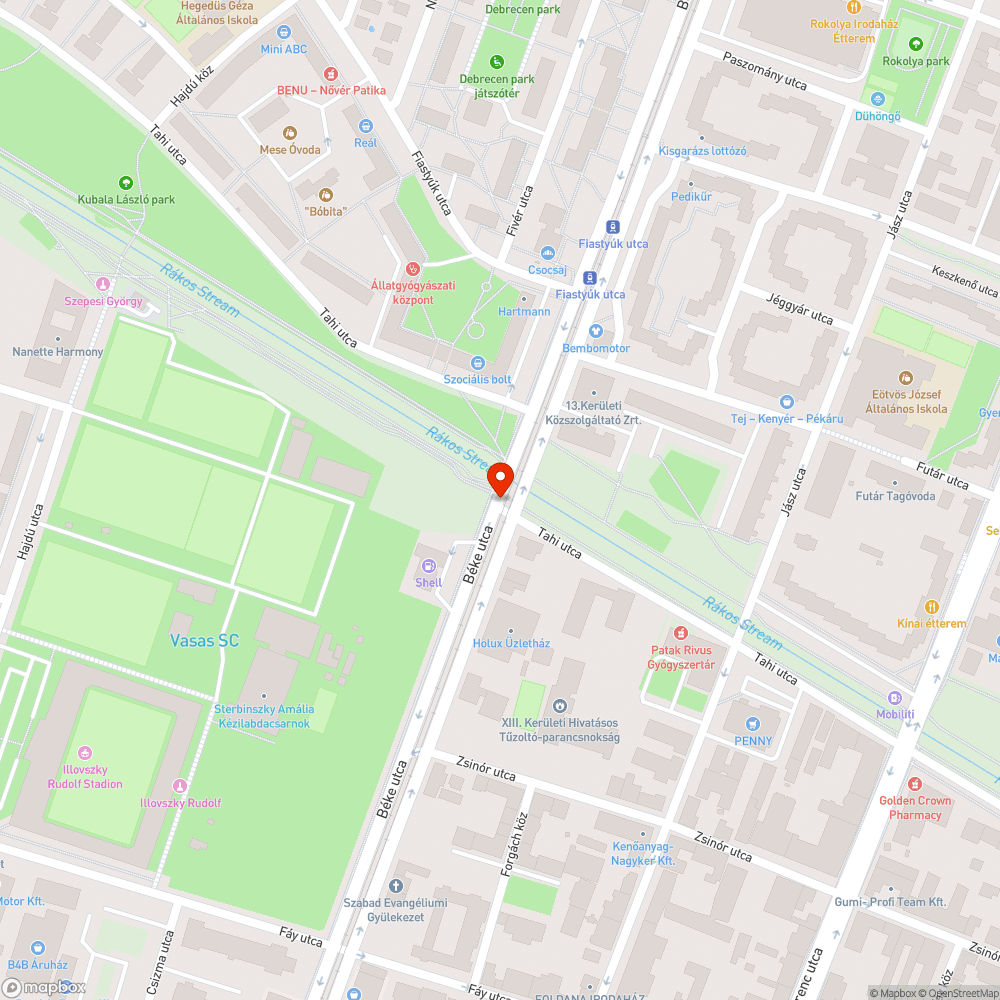 Rákos-patak zöldfolyosó - veszélyes kereszteződés bejelentés helye