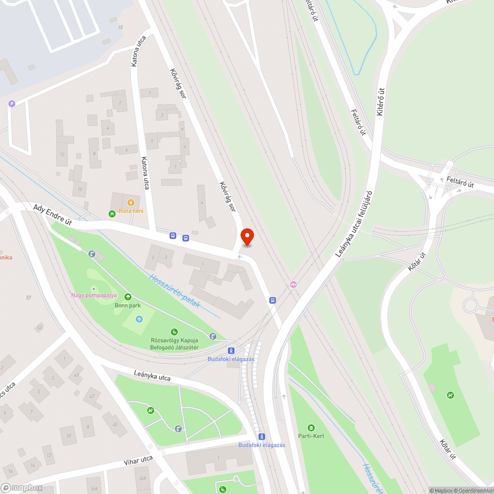 Ady-Kővirág sor kereszteződés - kaszálni kell bejelentés helye