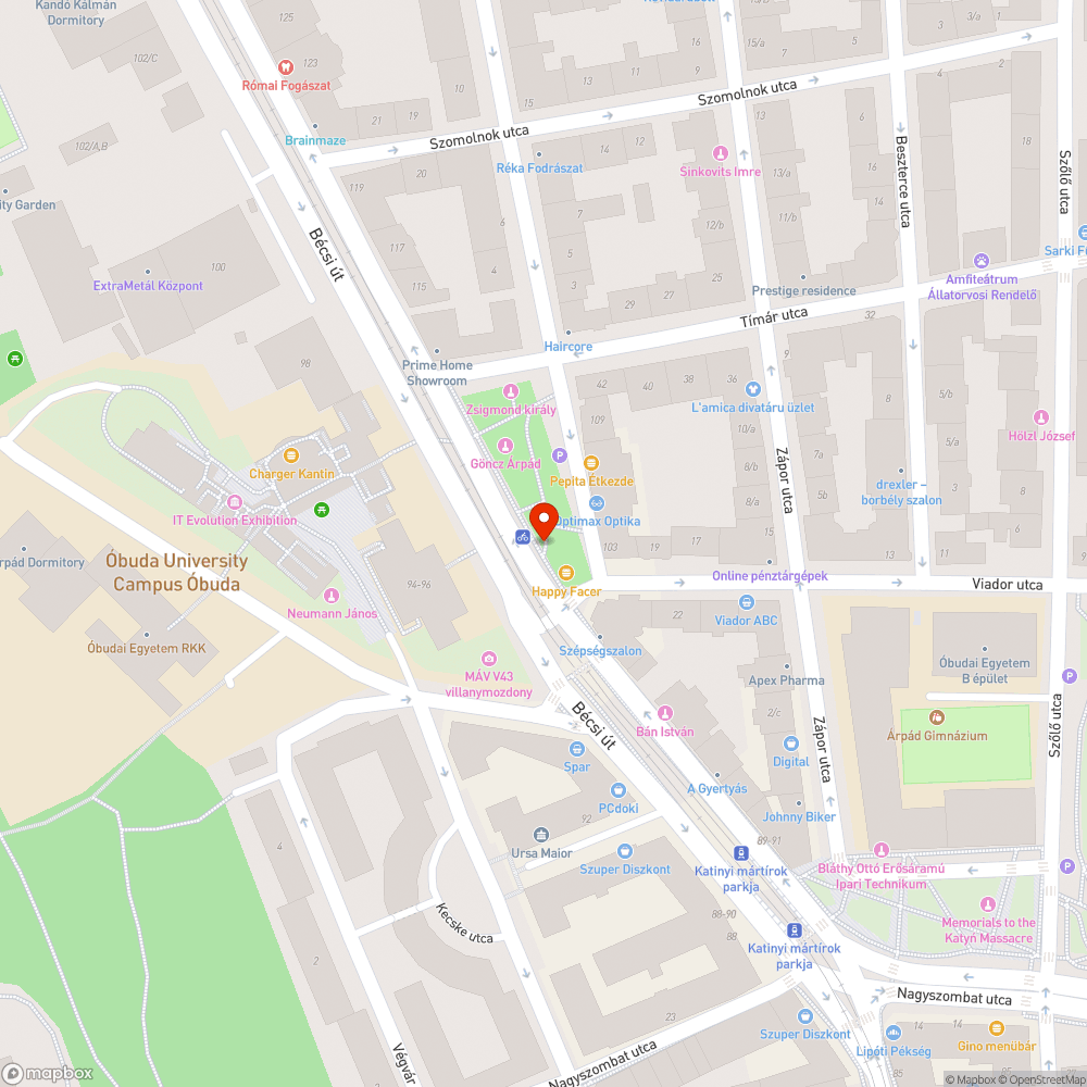 Óbudai egyetemi park - szemét bejelentés helye