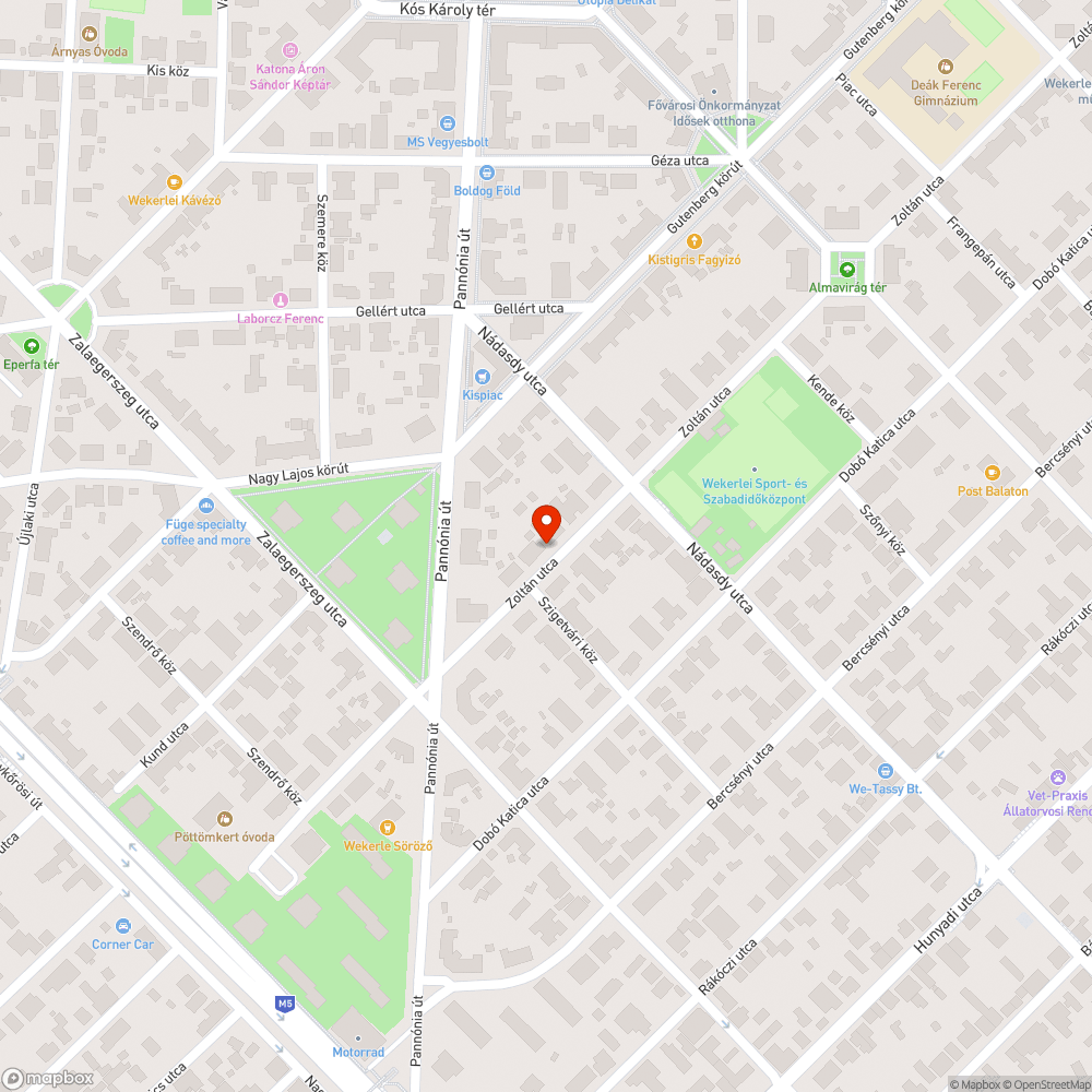 Kátyú a Zoltán utcában bejelentés helye