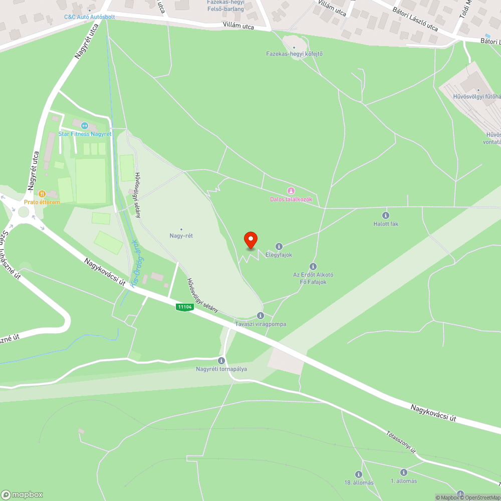 Hűvösvölgyiben található Nagy-réti akadálymentes tanösvény veszélyes bejelentés helye