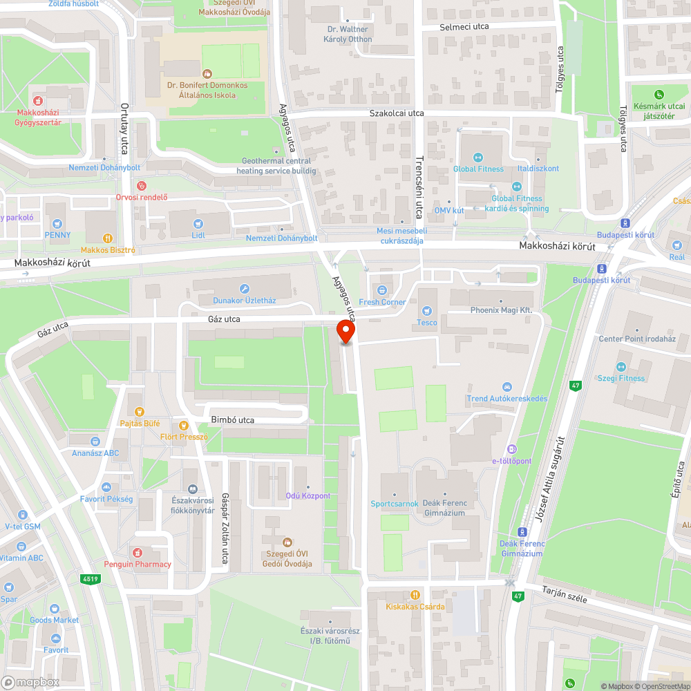 Kátyúsodó szervizút bejelentés helye