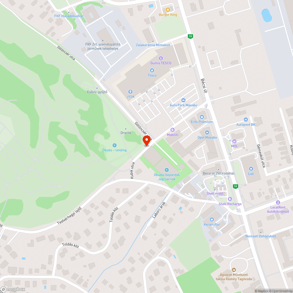 Hiányzó útburkolat bejelentés helye