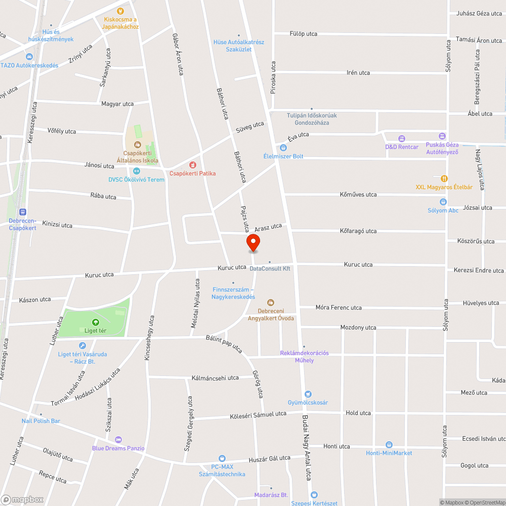 Úthiba bejelentés helye