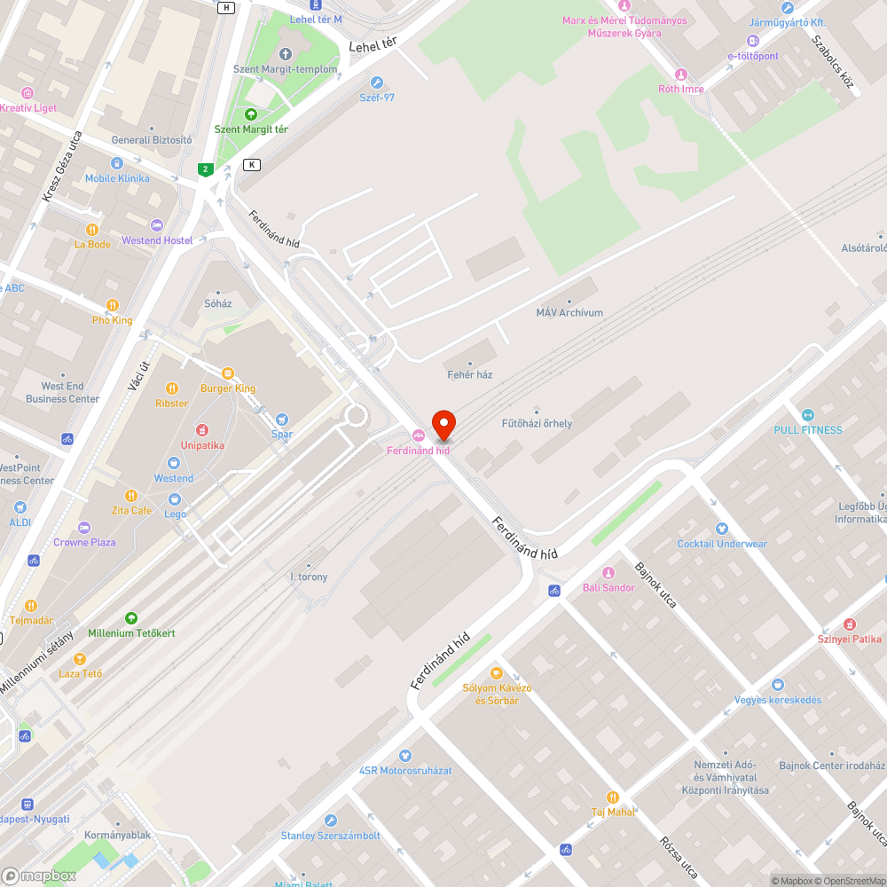 Ferdinánd híd járdája "kátyús" bejelentés helye