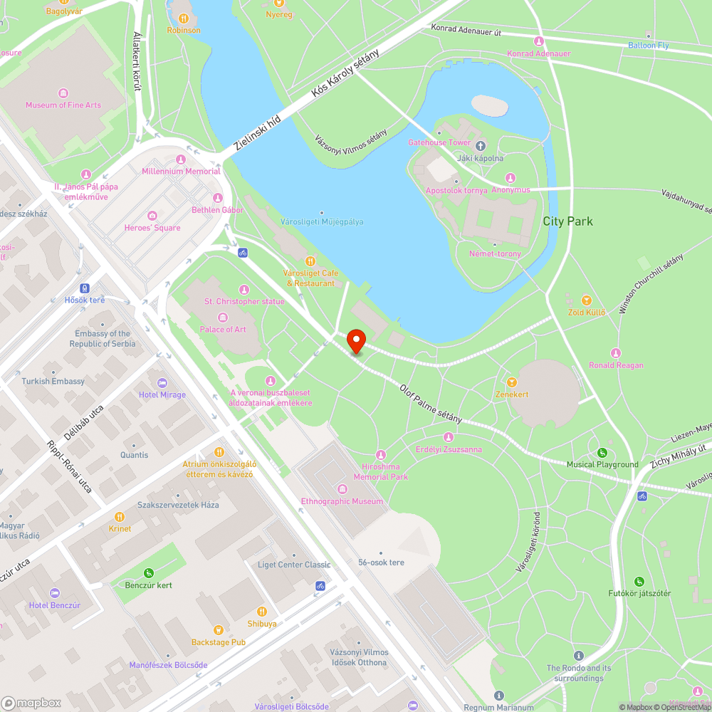 Olof Palme sétányon kátyú bejelentés helye