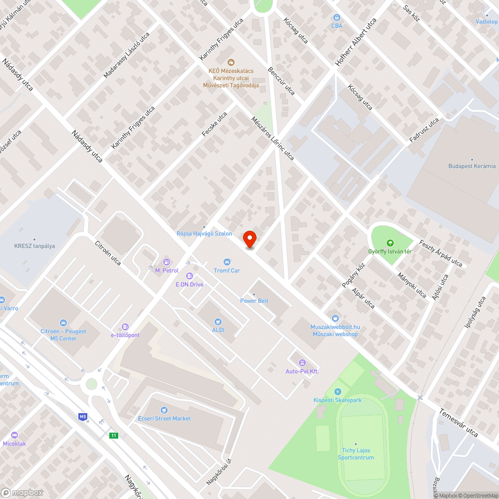 Elhagyott autó bejelentés helye