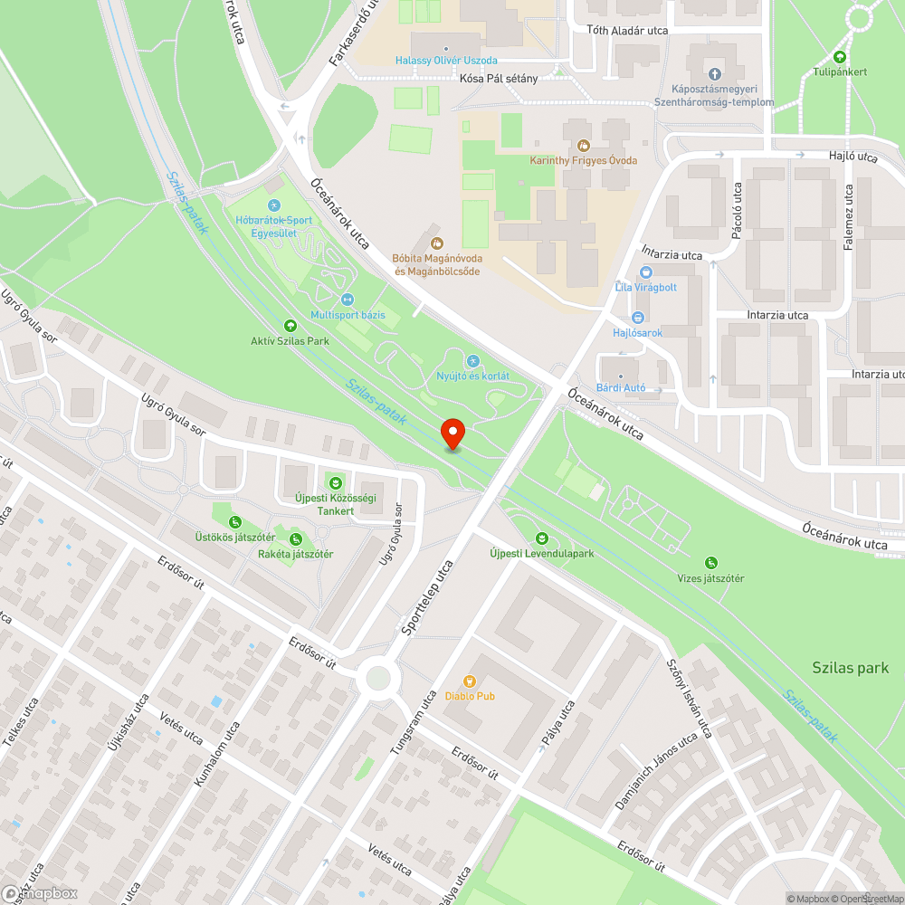 Többféle hulladék a Szilas-patak partján bejelentés helye