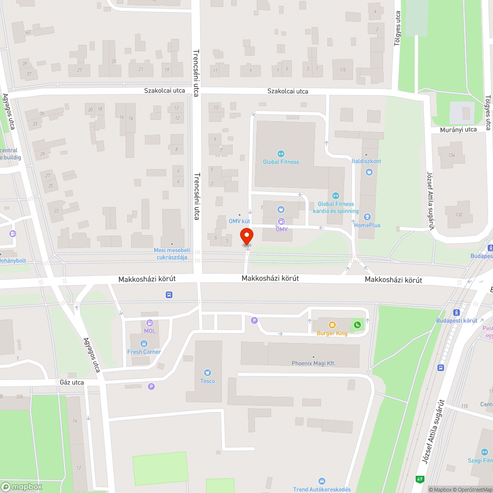 Kifakult KRESZ-táblák a benzinkútnál a Makkosházi körúton bejelentés helye