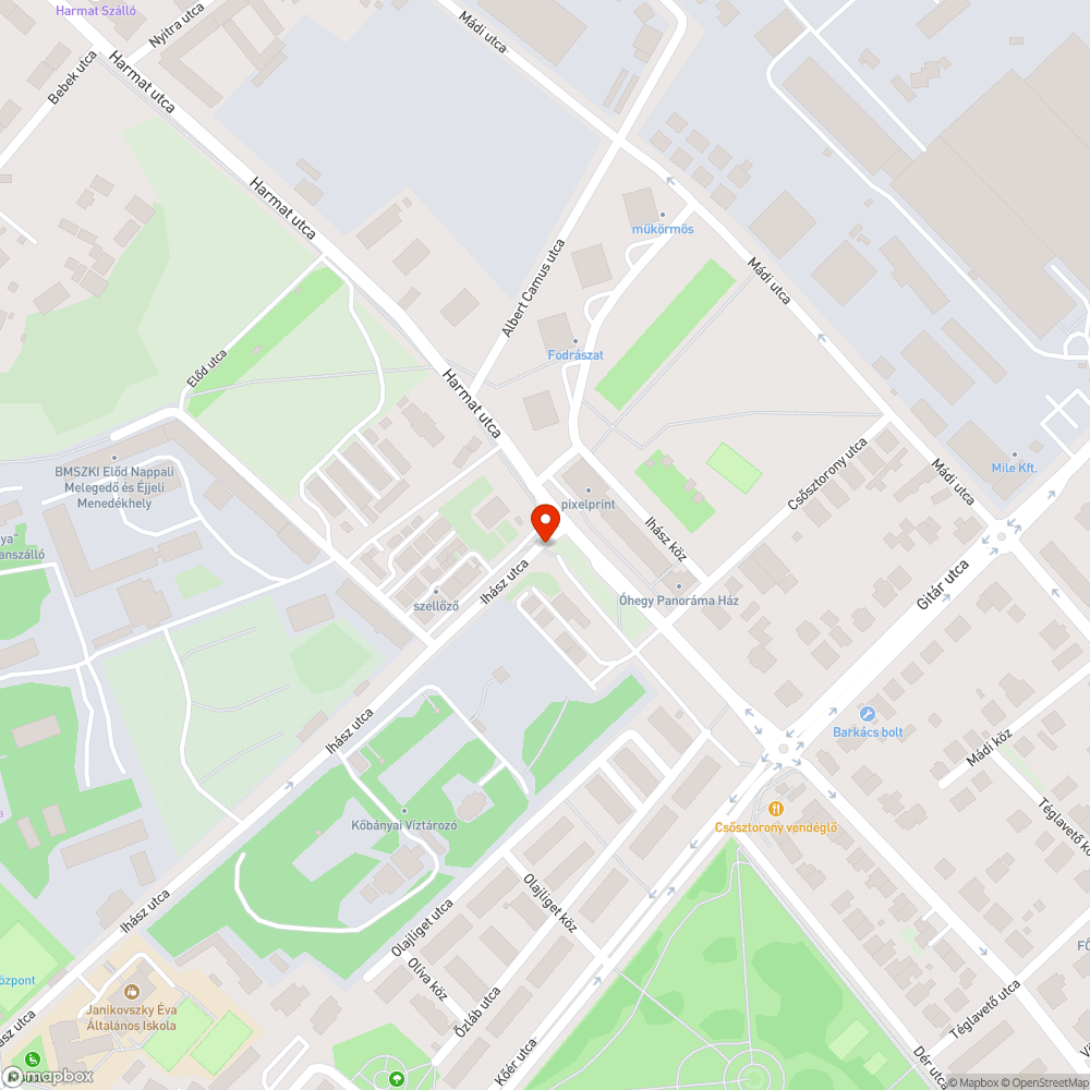 Kidőlt tábla a Harmat utcai kerékpárúton bejelentés helye